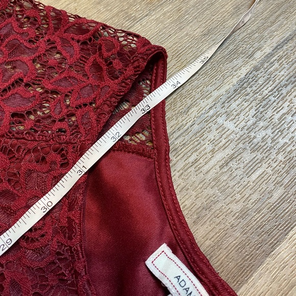 Adam Levine Burgundy Lace Short Sleeve Skater Mini Dress Size Medium - Picture 5 of 7